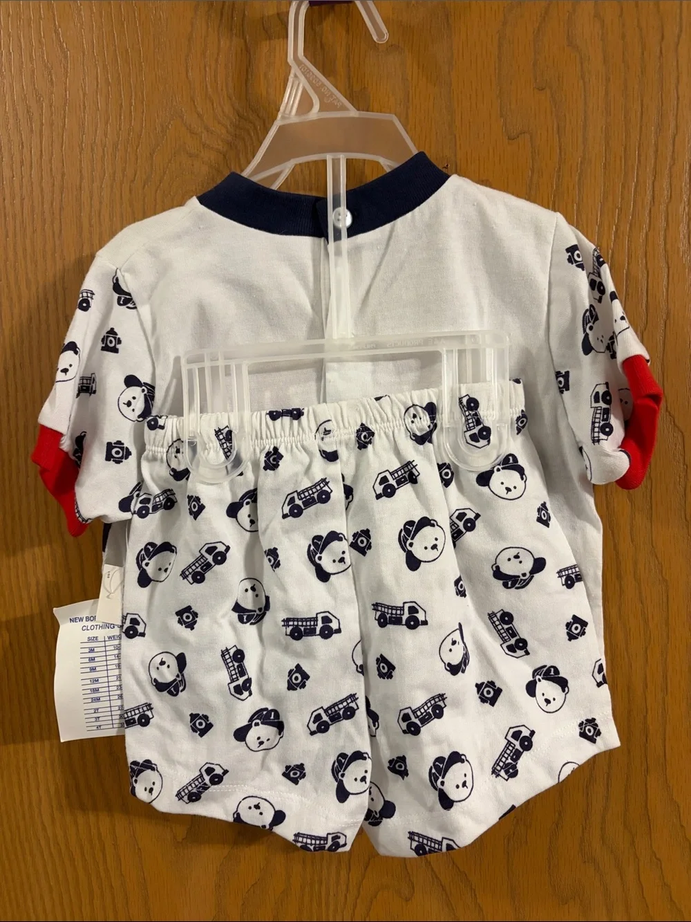 Peek A‎ Babe NWT Vintage Hook and Ladder Firefighter Bear Baby Set 18M